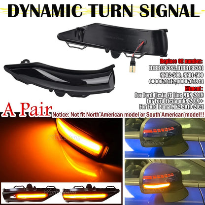 Luz LED intermitente para Ford Fiesta ST Line MK8, espejo retrovisor lateral, intermitente dinámico, repetidor, 2018-2019