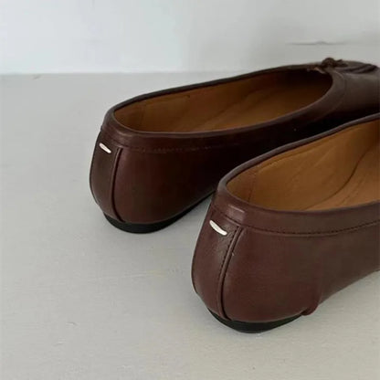 Fashion Soft Leather Split Toe Women Tabi Ballet Flats Spring Autumn Comfortable Walking Lazy Loafers Casual Girls Dance Shoes