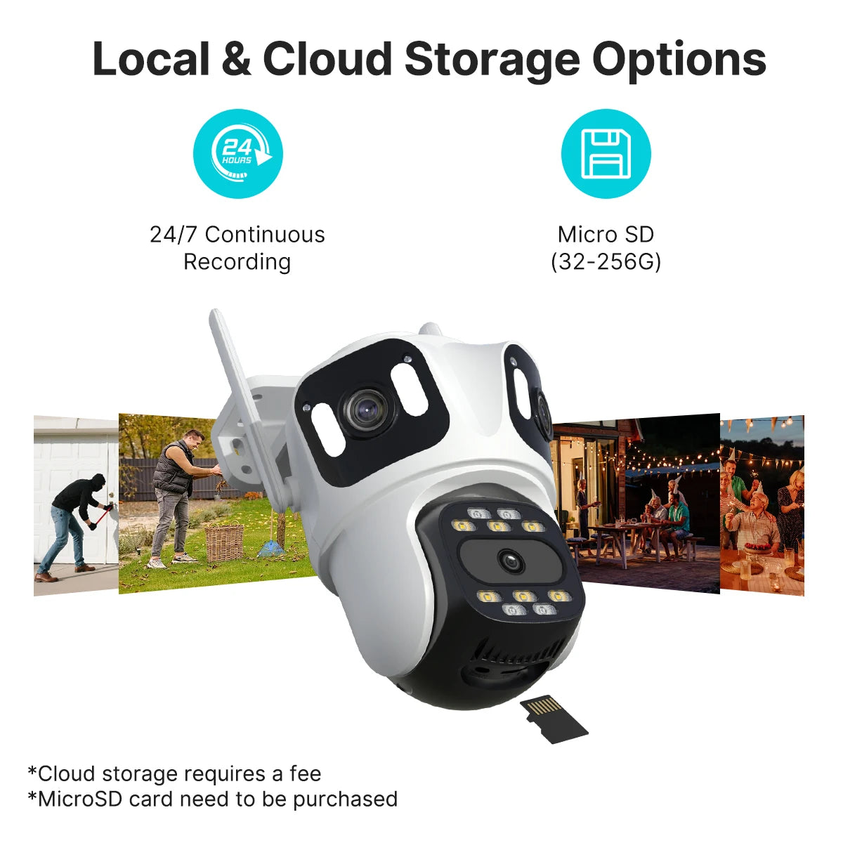 Three Lens PTZ IP Camera Outdoor HD Three Screen WiFi Security Camera Auto Tracking Dual Len Wirelss CCTV Camera iCsee