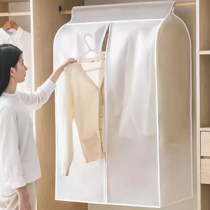 Clothing Dust Cover Transparent Dress Clothes Garment Dust Cover Hanging Organizer Waterproof Dustproof Clothes Wardrobe Storage