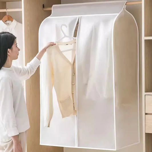 Clothing Dust Cover Transparent Dress Clothes Garment Dust Cover Hanging Organizer Waterproof Dustproof Clothes Wardrobe Storage