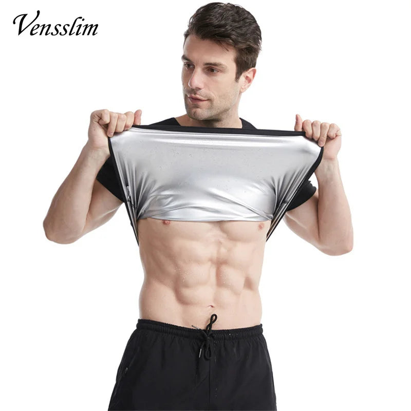 Vensslim Men’s Sauna Suit Sweat Heat Trapping Workout Fat Burner Vest Slimming Body Shaper Tank Top Waist Trainer Fitness Corset
