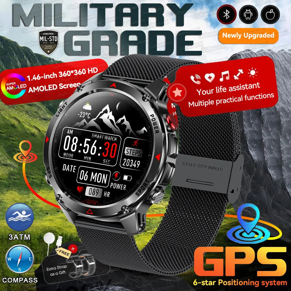 Forerunner 570 GPS Smart Watch 3ATM Waterproof  AMOLED Screen MULTI-BAND GNSS Compass Altimeter Flashlight Sports Smartwatch Men