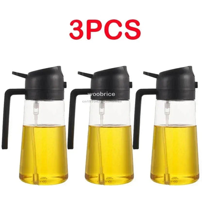 2 in1 Oil Spray Bottle Plastic Kitchen Barbecue Cooking Olive Oil Dispenser Oil Jar Baking Vinegar Soy Sauce Spray Container