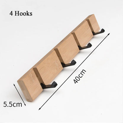 Colgador de llaves de bambú para colgar en la pared, organizador de pared, perchero rectangular, ganchos para abrigos, decoración del hogar, perchero