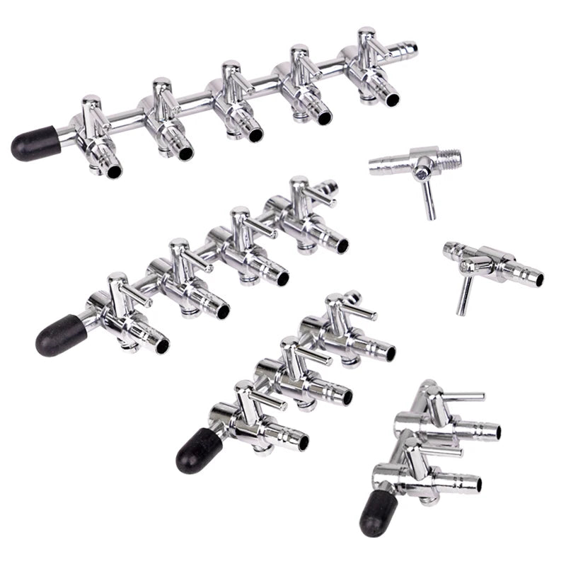 Stainless Steel Aquarium Air Distributor Fish Tank Oxygen Pump Accessories Air Splitter Flow Controller Pump Switch Valve Tap