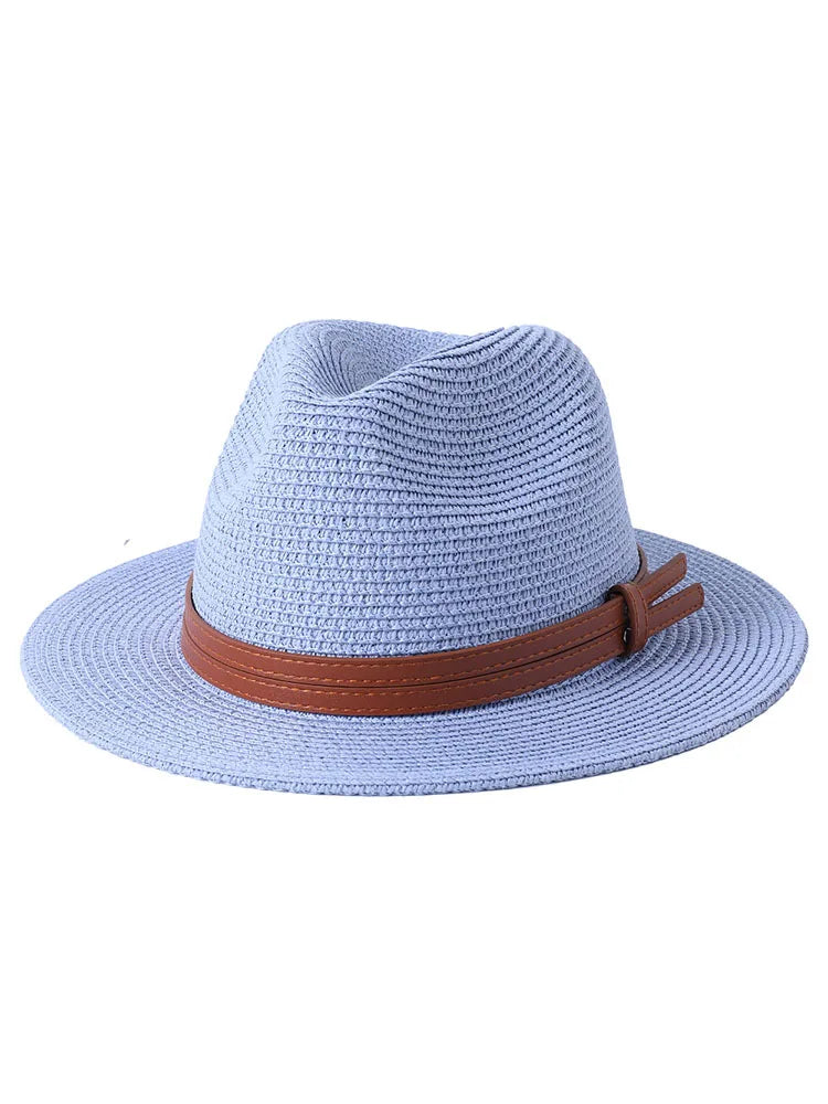 56-58-59-60CM New Natural Panama Soft Shaped Straw Hat Summer Women's/Men's Wide Brim Beach Sun Cap UV Protection Fedora Hat