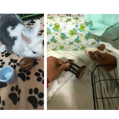 Guinea Pig Rabbit Hamster Small Animal Play Pet Roller Toys Natural Wooden Pine Dumbells Unicycle Bell Chew Chewing Braided Ball