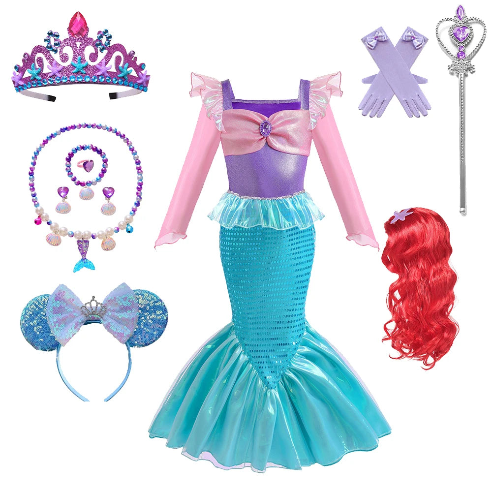 Children's Mermaid Cosplay Costume Girls' Role Play Costume Carnival Halloween Birthday Party Costume Summer Princess Dress