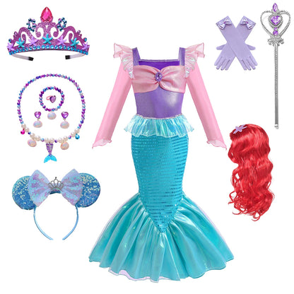 Children's mermaid cosplay costume girls' role play costume carnival Halloween birthday party costume summer princess dress