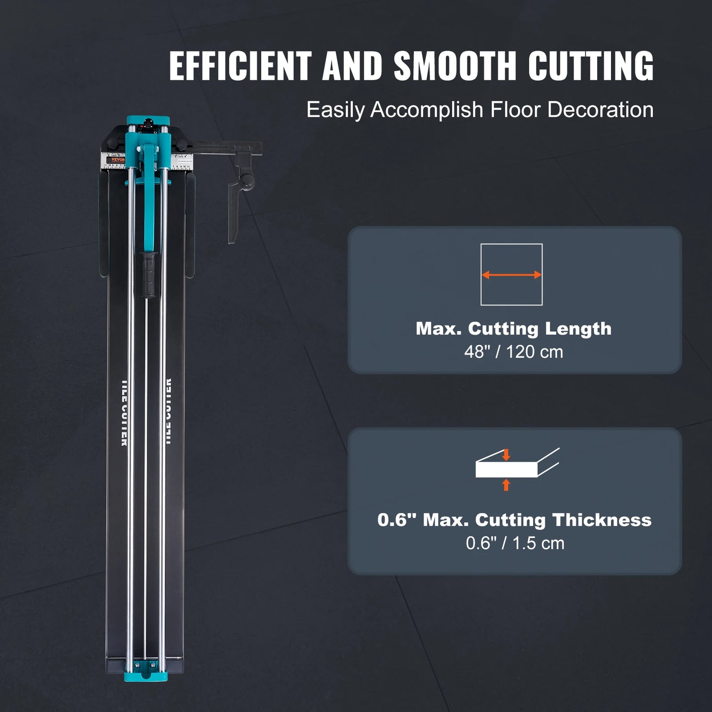 SucceBuy Manual Tile Cutter Laser Positioning Single Rails Supporting Feet Professional Push Knife for Cutting Ceramic Porcelain