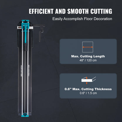 SucceBuy Manual Tile Cutter Laser Positioning Single Rails Supporting Feet Professional Push Knife for Cutting Ceramic Porcelain