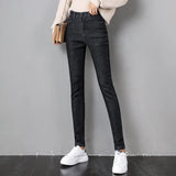 2023 Mujeres Jeans Térmicos Invierno Nieve Cálido Felpa Elástico Jeans Señora Skinny Espesar Polar Denim Pantalones Largos Retro Lápiz Pantalones