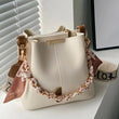New Fashion Women's Shoulder Bag Large Capacity Ribbon Chain Bucket Bag Crossbody Bag for Daily Commuting