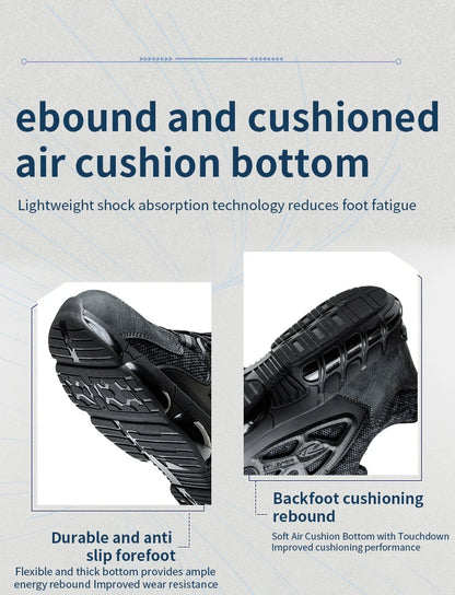 Rotating Button Safety Shoes Men Steel Toe Sneaker Air Cushion Work Shoes Man Puncture Proof Work Safety Boots Protective Shoes