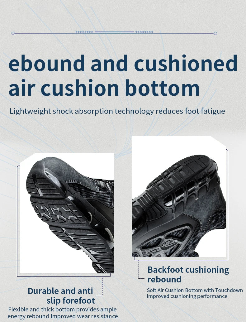 Rotating Button Safety Shoes Men Steel Toe Sneaker Air Cushion Work Shoes Man Puncture Proof Work Safety Boots Protective Shoes