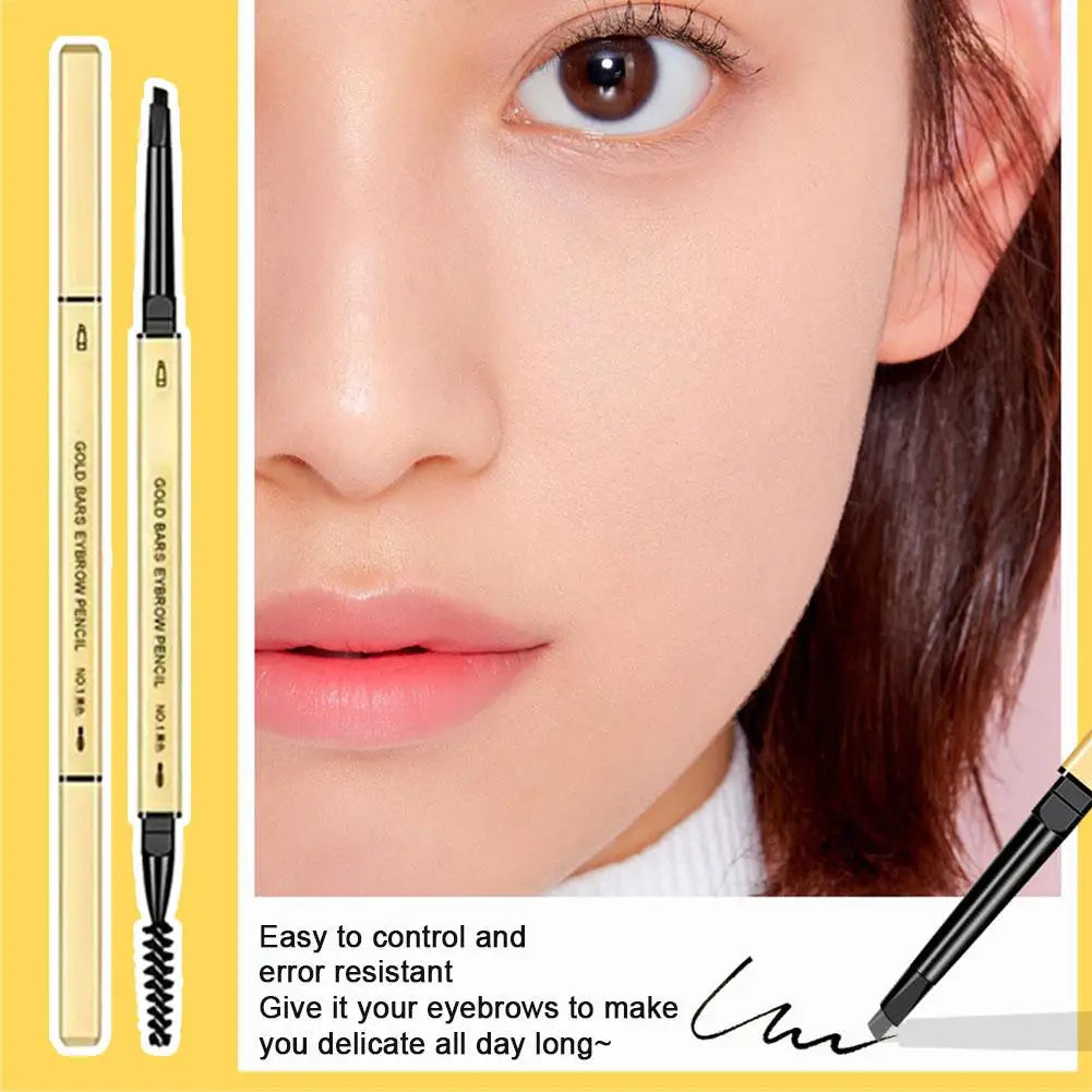 Natural Eyebrow Pencil 5 Colors Brown Double Head Long Lasting Waterproof Ultra Fine Eye Brow Pen Luxury Gold Cosmetic