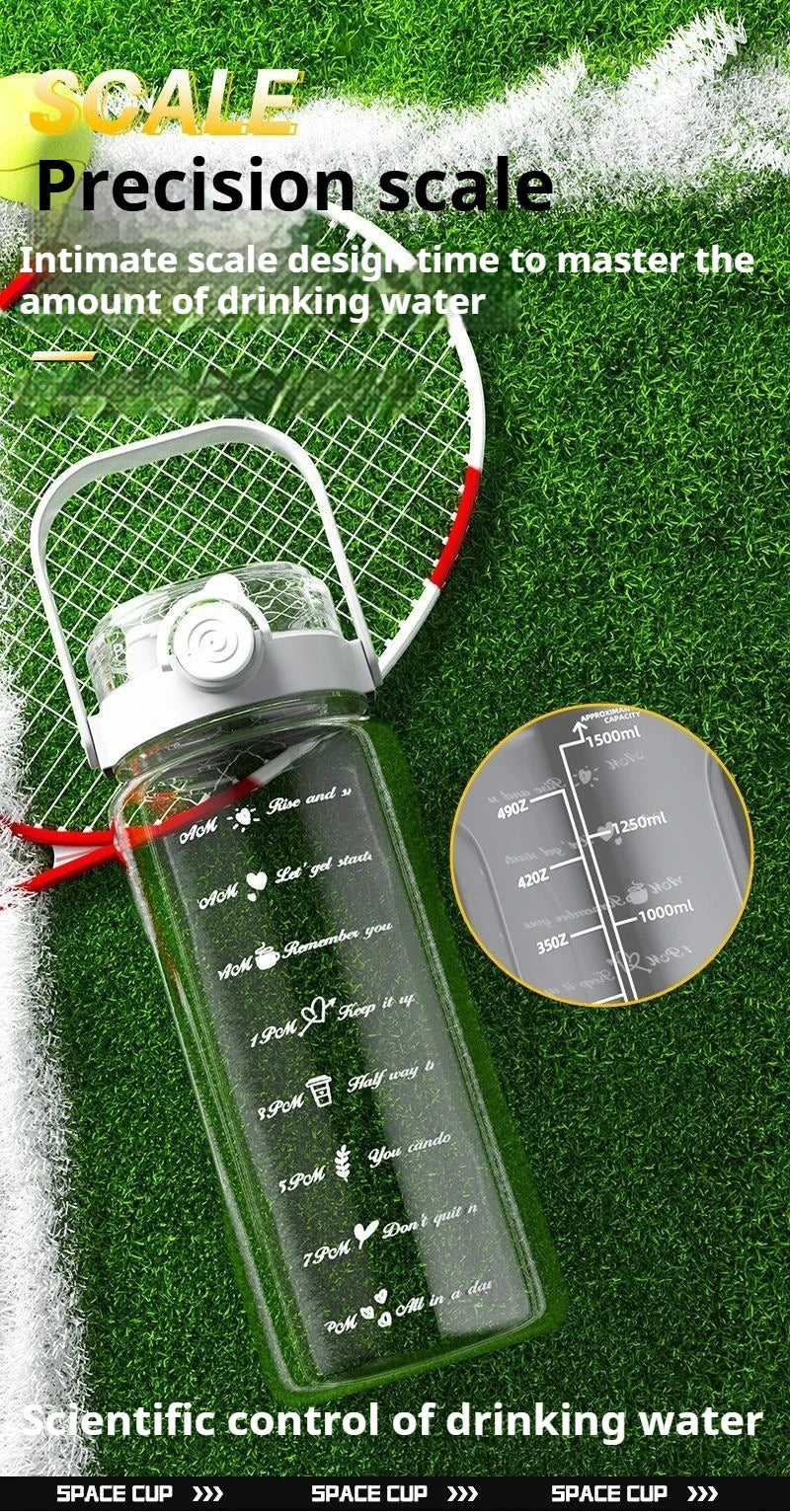 1.5L-2L Summer Large Capacity Kettle, Double Drinking Cup, Outdoor Sports Fitness Water Bottle, Straw Cup Drinking Utensils