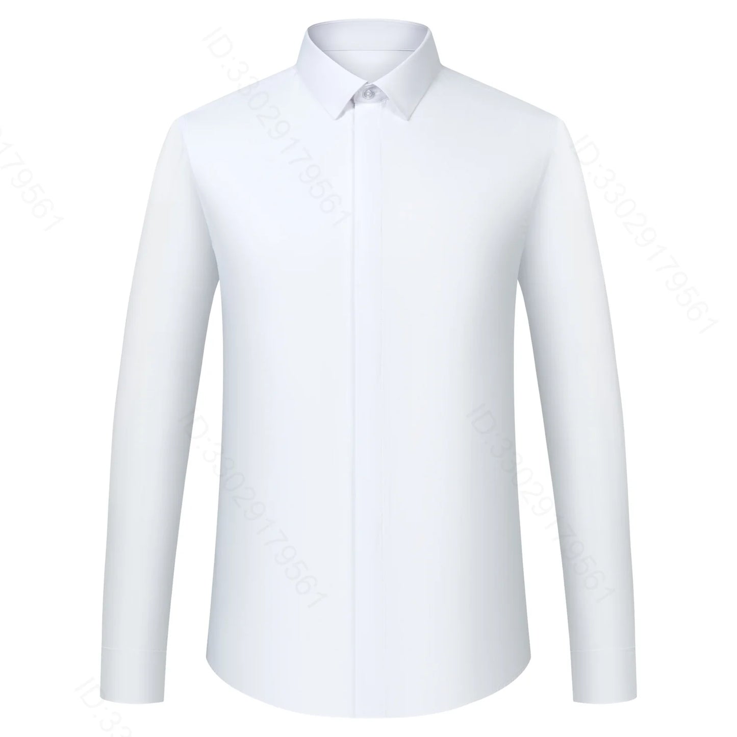 Camisa de vestir clásica para hombre, color liso, con puños franceses, cierre frontal, estilo formal, de negocios, corte estándar, manga larga, para oficina y trabajo, color blanco