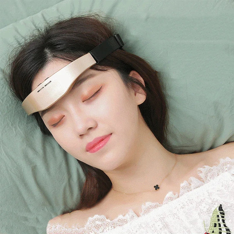 Masajeador de cabeza eléctrico para aliviar el dolor de cabeza y la migraña. Liberación del insomnio y la migraña. Máquina de terapia recargable por USB. Relajación y cuidado de la salud.