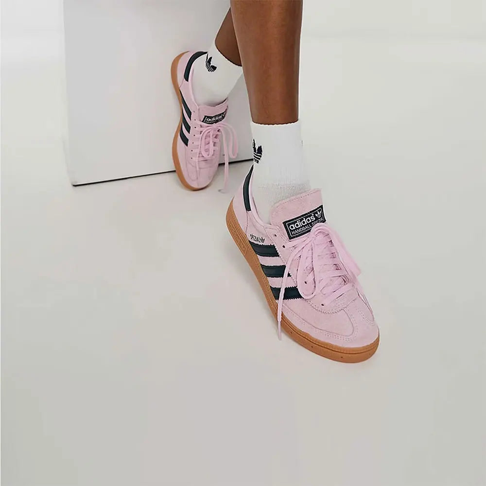 adidas Originals HANDBALL SPEZIAL Suede Round Toe Lace-Up Low-Top Sneakers Women's Pink/Black IF6561