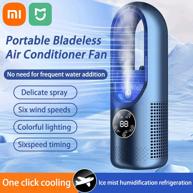 Xiaomi Mijia Portable Air Conditioner Electric Fan USB Cooler Bladeless 6 Speeds Silent Timed Air Conditioner Cooling Humidifier