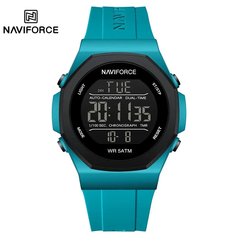 NAVIFORCE NF7117 Sports Watch for Men 5ATM Waterproof Multifunction Electronic Watch Men's LCD Digital Wristwatch