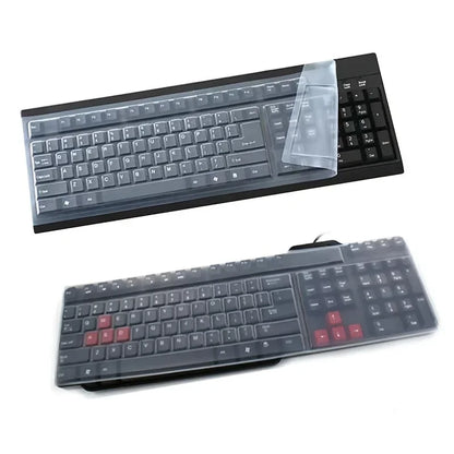 Protector de silicona universal para teclado, funda protectora para PC de escritorio, transparente, de gel de sílice, cóncavo y resistente a golpes.