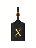 PU Leather Luggage Tag for Travel - Durable Suitcase ID Tag with Privacy Cover & Name Card Slot (A-Z) liu
