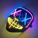 Artigos para Festa de Halloween 2026: Máscara LED Luminosa Estilo "Uma Noite de Crime" (Purge) com Luz Neon EL Sem Fio – Máscara de Rosto Inteiro para Cosplay Adulto (Brilha no Escuro)