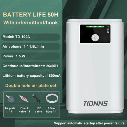 Aquarium Fish Tank Oxygen Pump Charging Dual-Purpose Air Pump Usb Lithium Battery Household Portable Fishing Mute 6000mA Outdoor