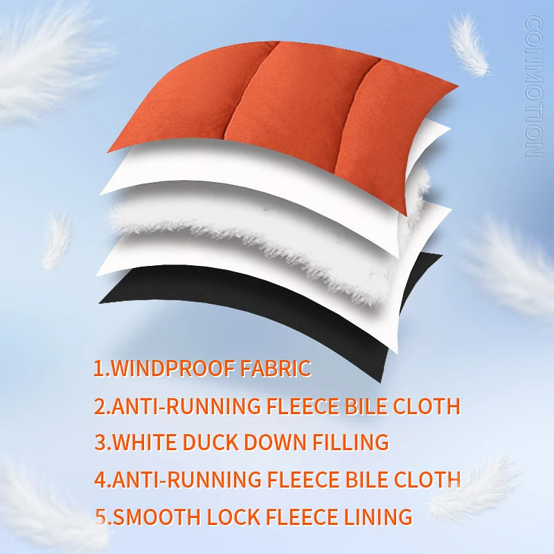 Chaqueta de plumón para hombre, abrigo de invierno de pato blanco, parka cálida y resistente al viento, para viajes y acampadas, nueva, gruesa, de color sólido, con capucha.