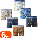 1/3/6 Pcs Boys Boxer Briefs Sets 2025 New Kids Cotton Underwear Boy Underpants Teenager Dinosaur Print Soft Children Panties