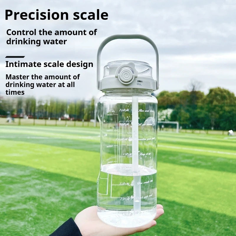 1.5L-2L Summer Large Capacity Kettle, Double Drinking Cup, Outdoor Sports Fitness Water Bottle, Straw Cup Drinking Utensils