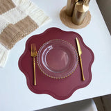 1/4/6PCS Round Placemat Sets, Luxury Faux Leather Table Mats, Embossed Flower Shaped Place Mats, Table Pad, 테이블매트, Салфетки