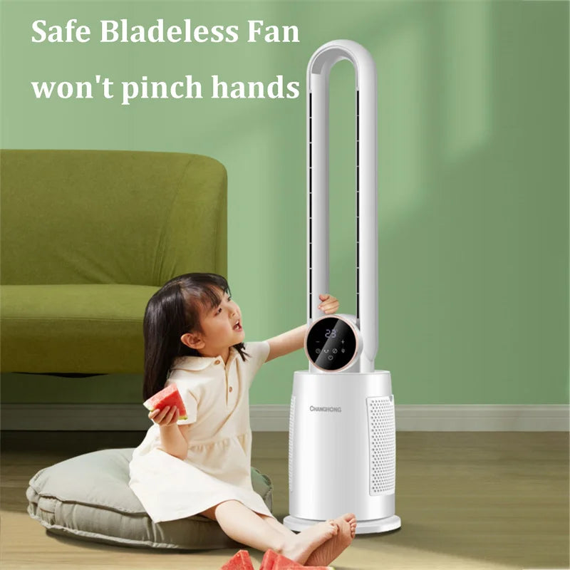 Household Bladeless Fan Wind Air Conditioner Cooling Fan Vertical Shaking Head Electric Fans Standing Fan with Remote Control