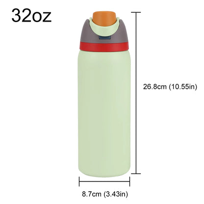 Copo de água portátil com palha e alça, garrafa esportiva, aço inoxidável 304, garrafa de vácuo de viagem, copo térmico, 32 oz, 24 oz, 19oz
