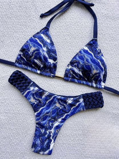 RUOTONSEPT Print Halter Mini Thong High Cut Bikini Female Swimsuit Women Swimwear Two-pieces Bikini set Bather Bathing Suit Swim