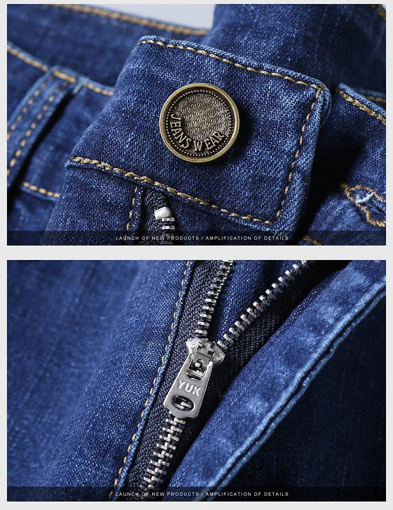 New Men's Light Luxury Stretch Slim Fit Pants Comfortable Soft Business Fashion Straight Casual Denim Trousers Male Brand Clothing