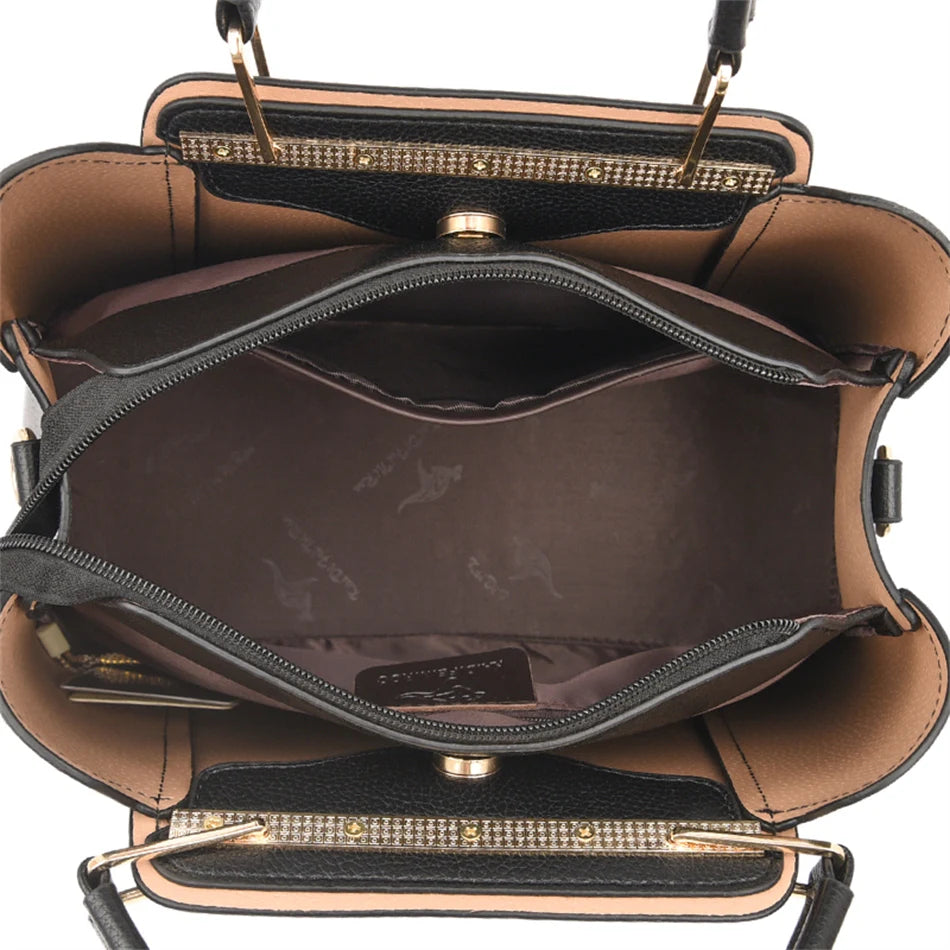 2024 Luxury Women Designer 3 Layers Shoulder Crossbody Bag Ladies Large Capacity Leather Handbags Shopper Brand Messenger Totes