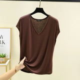 Modal V-Neck Tank Tops summer women's T-shirts sleeveless Plus size Thin Casual Loose Tee tops All match