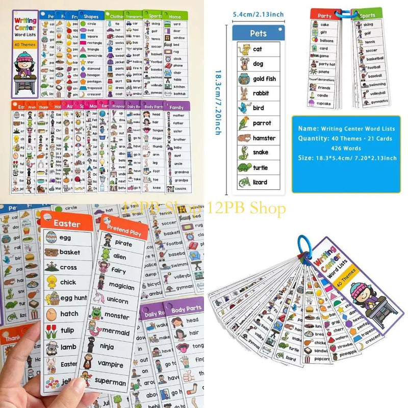 12PB Vocabulary Flashcards Educational Learning Cards Sight Words Flash Cards