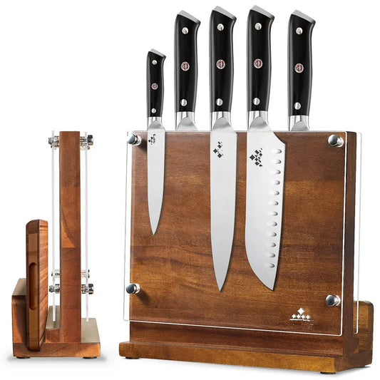 Soporte magnético para cuchillos con protector acrílico, bloque de cuchillos de doble cara, soporte multifunción para cuchillos de almacenamiento para exhibición de cubiertos de cocina