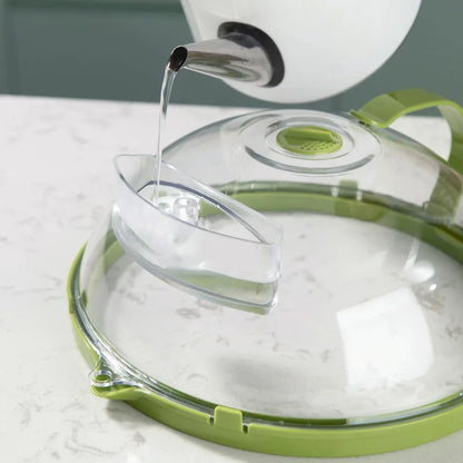 Funda para microondas, transparente, antisalpicaduras, con vaporizador y asa, cubreplatos de 25 cm, utensilios de cocina