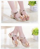 Girls Princess Shoes Summer Children High Heels Open-toe Party Wedding Toddler Sandals Non-slip Kids Casual Sequins Beach Shoes