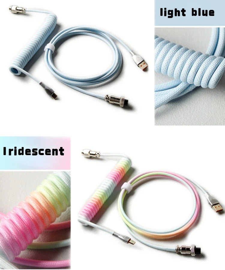 Coiled cable type C Mechanical keyboard wire USB keyboard cable  mechanical keyboard Aviator Desktop Computer Aviation Connector