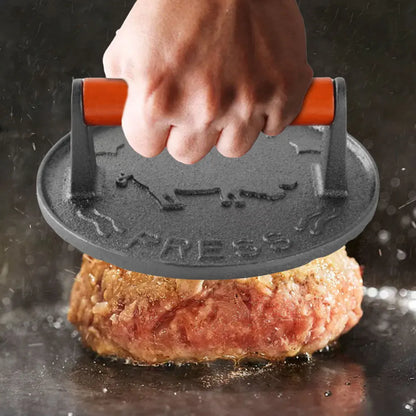 Ferro fundido Smash Burger Press, hambúrgueres pesados, carne Masher, molde circular para carnes Deli, acessório de cozinha