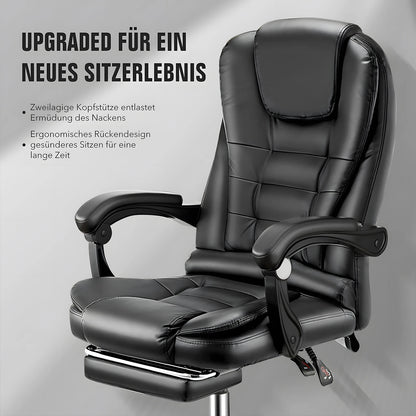 Executive Office Chair with  Massage Seat  , PC Desk Gaming Chair with Armrests Footrest High Back  Recliner Tilt Padded Swivel