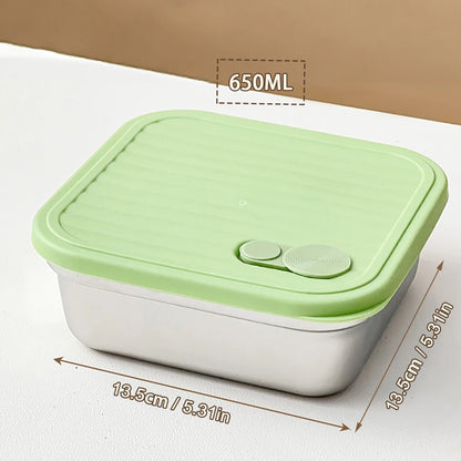 WORTHBUY 304 Stainless Steel Lunch Box With Lid Portable Fruit Salad Food Container Stackable Leak Proof Bento Box For Student