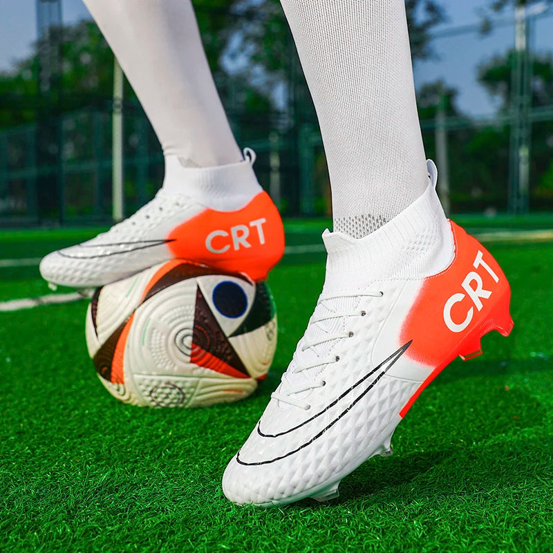 Professional Society Football Boot Men High-top Leather Lightweight TF/FG Five-a-side Soccer Shoes Childrens Football Shoes Kids